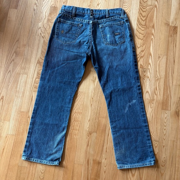 Ariat M4 Jeans Relaxed Boot Cut Mens 36x32 Blue Dark Wash Denim Pants 36 30 31 - Picture 2 of 16